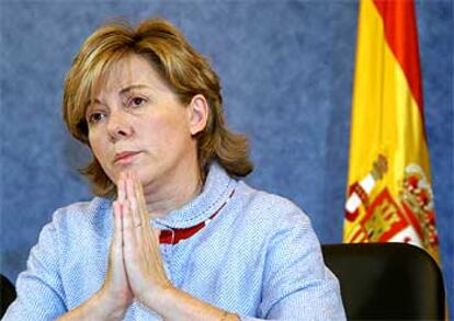 La ministra Pilar del Castillo, durante la presentación de los proyectos de Reales Decretos que desarrollan la Ley Orgánica de Calidad de la Educación.