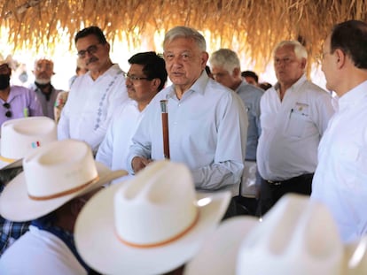 El presidente Andrés Manuel López Obrador, durante la petición de perdón a los pueblos yaquis, en Vícam (Sonora), este martes.