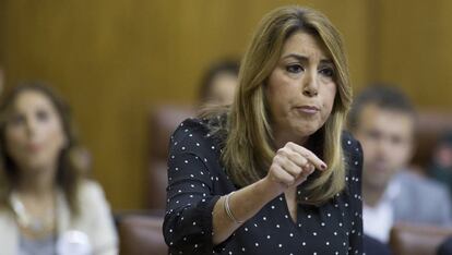 La Presidenta de la Junta de Andalucía, Susana Díaz, durante la sesión de control del Parlamento de Andaluz.