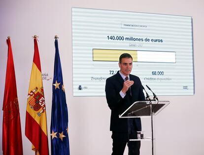 PM Pedro Sánchez speaking in Pamplona on Friday. 
