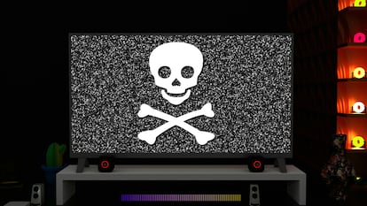 Calavera pirata en una Smart TV