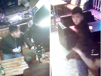 Fragmentos del vídeo de seguridad del karaoke en los que se ve al acusado del asesinato en Usera.
