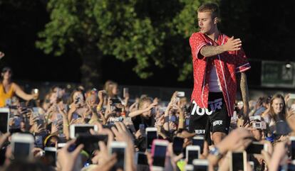 Justin Bieber, en un concierto en Hyde Park (Londres) a principios de julio.