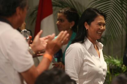 Keiko Fujimori el día de la primera vuelta electoral.