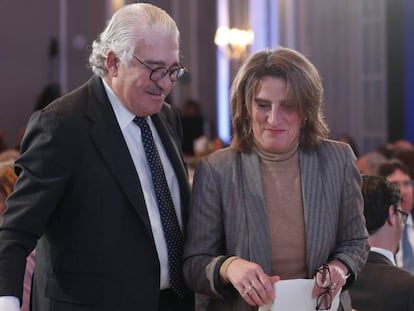 José Bogas, CEO de Endesa y Teresa Ribera, vicepresidenta tercera del Gobierno y ministra de Transición Ecológica y Reto Demográfico el miercoles en el Spain Investors Day.
