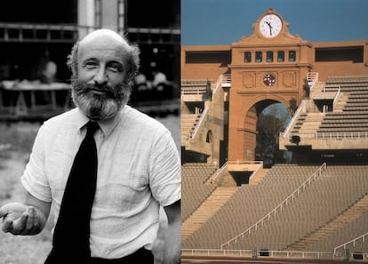 El Estadio Olímpico de Barcelopna para las Olimpíadas de 1992 (derecha) es la gran obra del prolífico arquitecto italiano Vittorio Gregotti, cuyos grandes edificios se encuentran cerrados estos días por la pandemia del coronavirus. |