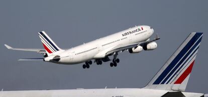 Avi&oacute;n de Air France en el aeropuerto internacional Charles-de-Gauller en Roissy (Francia). 