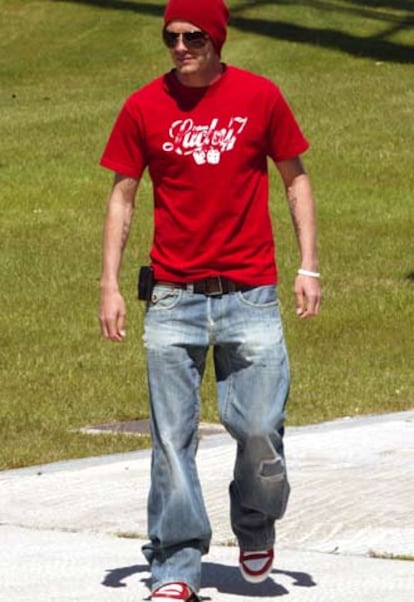 Beckham, ayer, tras el entrenamiento.