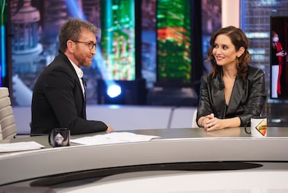 Pablo Motos e Isabel Díaz Ayuso, este martes en 'El hormiguero'.