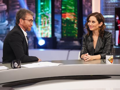 Pablo Motos e Isabel Díaz Ayuso, este martes en 'El hormiguero'.