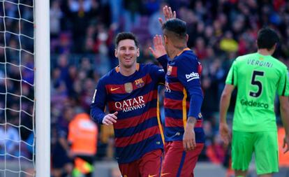 Messi i Neymar celebren un gol al Camp Nou.