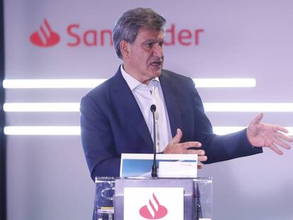 José Antonio Álvarez, Consejero delegado del Banco Santander, hoy miércoles, durante la presentación de resultados del grupo.