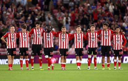 Los jugadores del Sunderland, durante un partido el 26 de agosto.