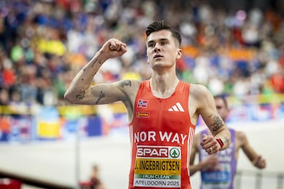 Ingebrigtsen, tras ganar los 3.000m en Apeldoorn.