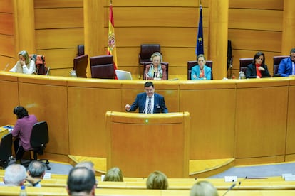 Comisión General de las Comunidades Autónomas celebrada este martes en el Senado, donde el PP y Feijóo pretenden ralentizar la ley de amnistía.