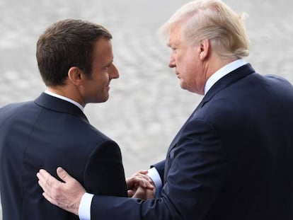 Macron y Trump durante la visita a París del presidente de EE UU en 2017