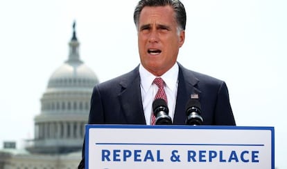 Mitt Romney en su comparecencia de prensa sobre la decisión del Supremo.