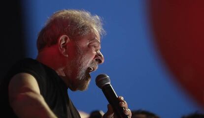 Lula da Silva during a protest in Sao Paulo