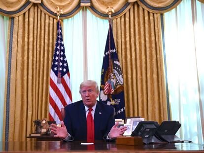 Donald Trump en la Oficina Oval de la Casa Blanca, este viernes.