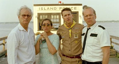 Bill Murray, Frances McDormand, Edward Norton and Bruce Willis in Wes Anderson&#039;s &#039;Moonrise Kingdom.&#039;