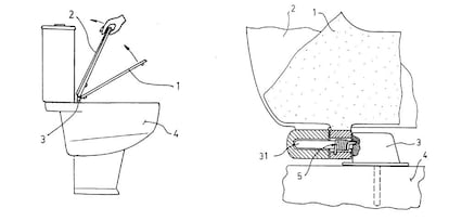 Imágenes del invento bautizado como "Tapa para inodoro perfeccionada".