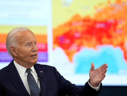 Joe Biden habla durante una visita al Centro de Operaciones de Emergencia del Distrito de Columbia, el 2 de julio.
