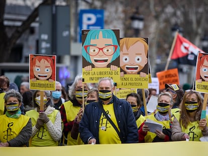 Manifestación contra la ley mordaza celebrada el pasado 13 de febrero en Madrid (España) convocada por Amnistía Internacional.