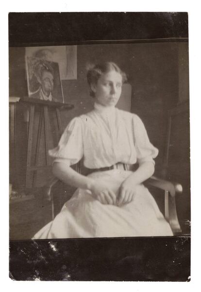 Enfermera de blanco en la clínica del Dr. Jacobson, 1908-09