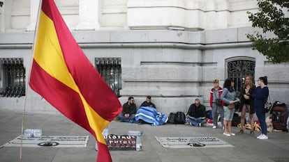 Los okupas de ideolog&iacute;a nazi en Cibeles.