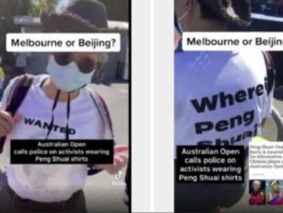 Una aficionada luce una camiseta de apoyo a Peng Shuai en las instalaciones de Melbourne Park. / TWITTER