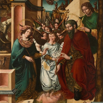 Tabla ‘La natividad’, del maestro Rodrigo de Sajonia, perteneciente al retablo del Monasterio de Sijena. Cortesía: Museo del Prado.