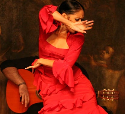 La bailaora Lola Pérez durante una función.