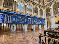 Panel del Palacio de la Bolsa de Madrid.