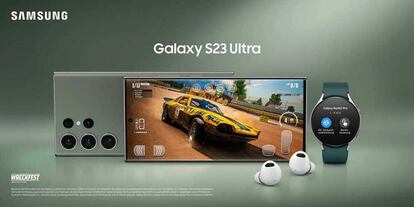 Samsung Galaxu S23 Ultra con accesorios