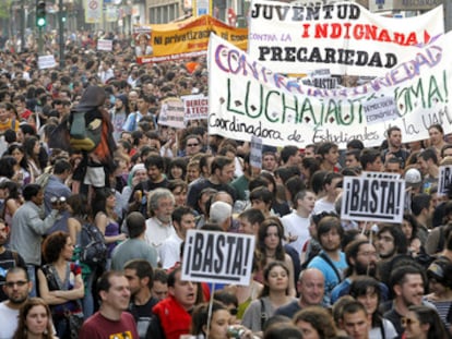 Manifestación de jóvenes contra la precariedad, el paro y la privatización de la educación, en septiembre de 2019 en Madrid.