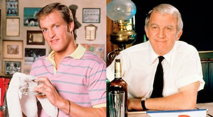 A veces, una enfermedad o una muerte prematura del actor obliga al cambio más radical. Uno de los más sonados fue el de Nicholas Colasanto (derecha), sustituido por Woody Harrelson (izquierda) en 'Cheers' tras un ataque al corazón.