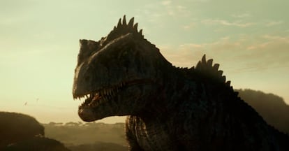 An image of the gigantosaurus from the Jurassic Park movie. Scientists agree that the dinosaur would have had ornate facial features.