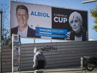 Cartell de la precampanya del PP a Badalona.