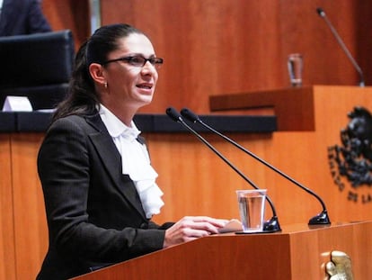 La senadora Ana Gabriela Guevara en el Senado mexicano