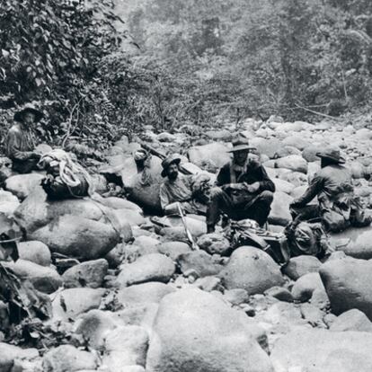 Fawcet y un grupo de hombres que le acompañaron en una de sus expediciones