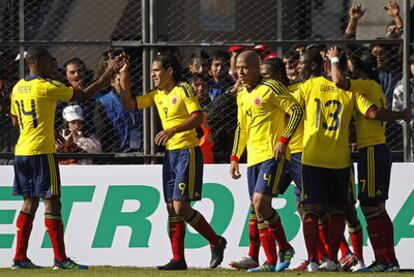 Colombia celebra su gol en el partido frente a Costa Rica.