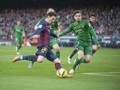 Leo Messi, en una acci&oacute;n en el &uacute;ltimo partido de liga.