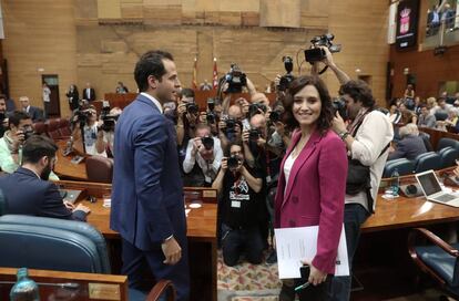 Isabel Daz Ayuso, of the PP, and Ciudadanos regional leader Ignacio Aguado.