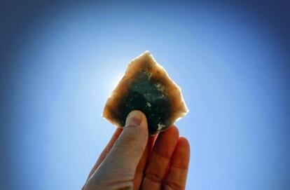 A piece of flint discovered at the Ahijones site.