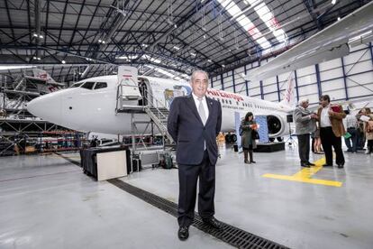 Juan Jos&eacute; Hidalgo, en la presentaci&oacute;n de un nuevo Boeing.