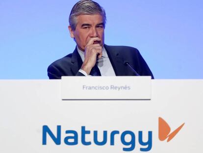 El presidente de Naturgy, Francisco Reynés, durante la junta general de accionistas de la empresa, este martes. 