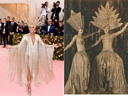 Celine Dion, de Oscar de la Renta, rindiendo homenaje al vestuario de las Ziegfield follies de Broadway.