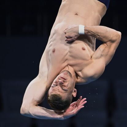Tokyo (Japan), 22/07/2021.- Timo Barthel of Germany performs during a training session for the Diving competitions of the Tokyo 2020 Olympic Games at the Tokyo Aquatics Centre in Tokyo, Japan, 22 July 2021. (Alemania, Japón, Tokio) EFE/EPA/Tamas Kovacs HUNGARY OUT