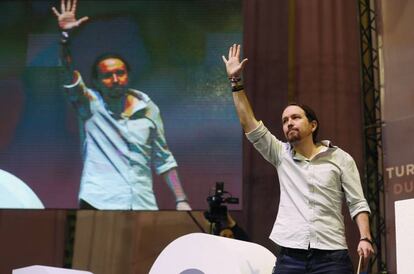 Podemos leader Pablo Iglesias at the party conference.