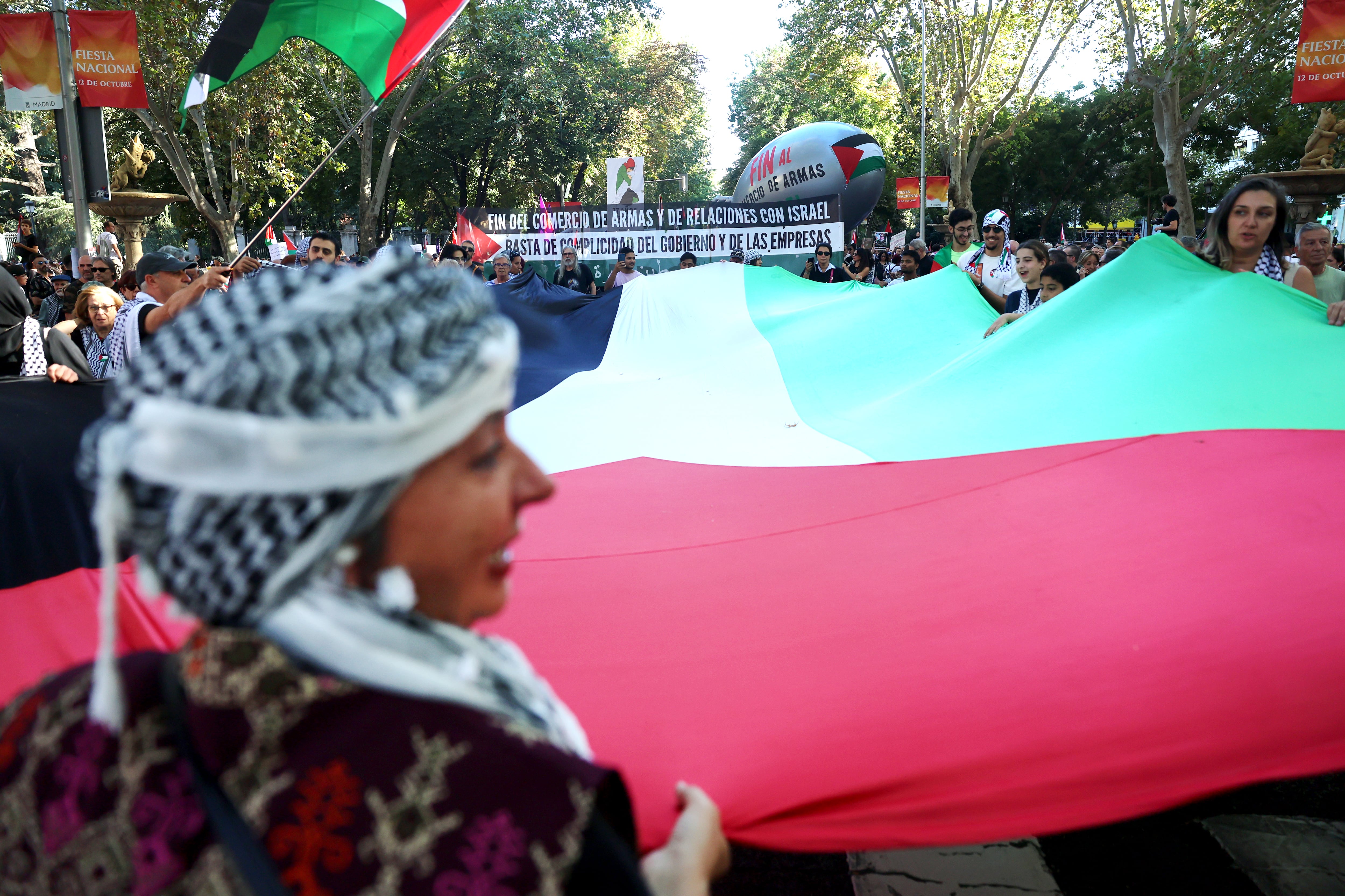 Manifestación propalestina en Madrid, este sábado.